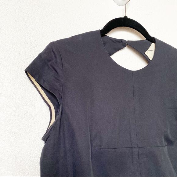 Titania Inglis Cap Sleeve Black Shift Dress Size 2 - Picture 3 of 7